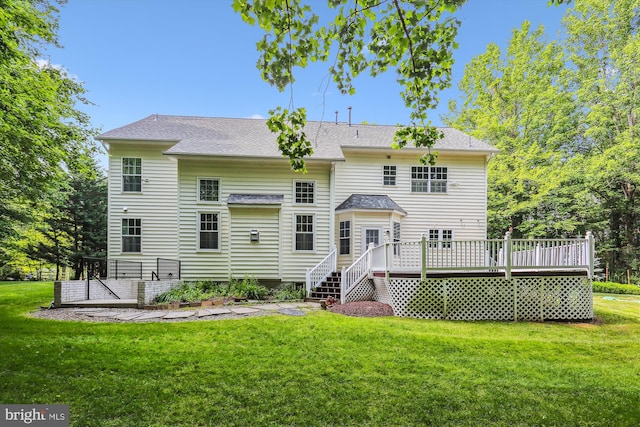 14908 Little Bennett Dr, Clarksburg, MD 20871 - rear view of property with a deck, a lawn, and a shingled roof