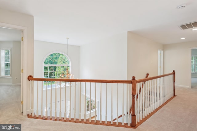 14908 Little Bennett Dr, Clarksburg, MD 20871 - corridor with carpet flooring, an upstairs landing, baseboards, and recessed lighting