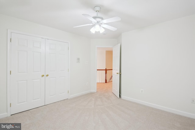 14908 Little Bennett Dr, Clarksburg, MD 20871 - unfurnished bedroom with light colored carpet, baseboards, a closet, and a ceiling fan