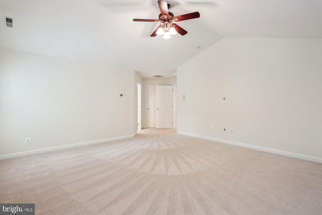 14908 Little Bennett Dr, Clarksburg, MD 20871 - unfurnished room with vaulted ceiling, a ceiling fan, light carpet, and baseboards