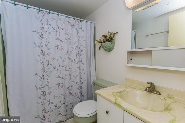 2901 Atlantic Ave Unit 404, Ocean City, MD 21842 - bathroom featuring toilet, vanity, and a shower with curtain