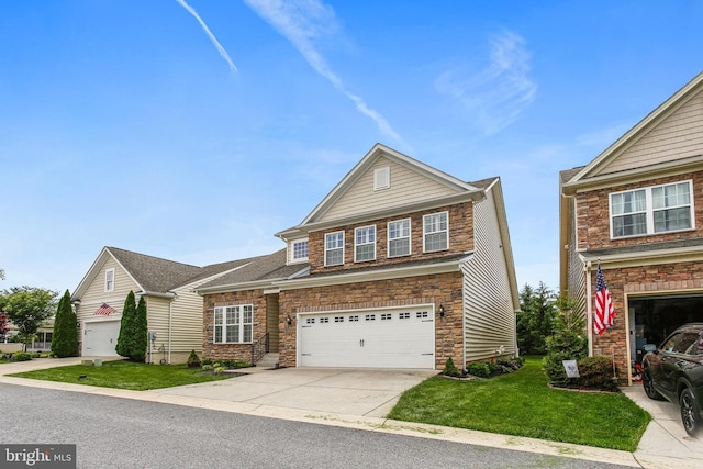 43 Triple Crown Dr Unit 441, Taneytown, MD 21787 - view of front of home featuring a front yard, stone siding, driveway, and a garage