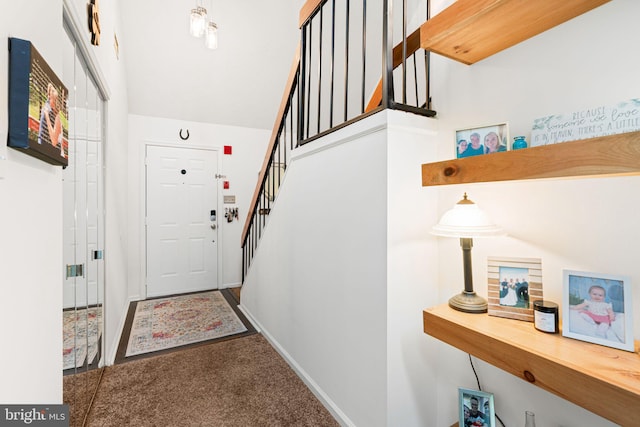 70302 Delaire Landing Rd Unit 302, Philadelphia, PA 19114 - entryway with stairs, carpet, and baseboards