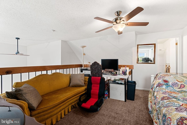 70302 Delaire Landing Rd Unit 302, Philadelphia, PA 19114 - carpeted bedroom featuring a textured ceiling, an office area, and ceiling fan
