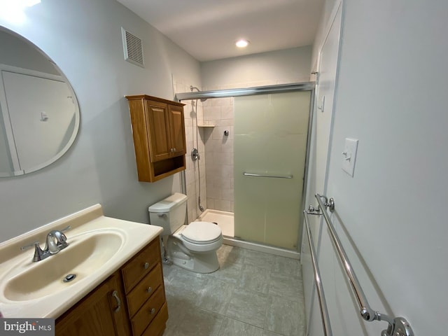 402 Cypress Point Cir, Mount Laurel, NJ 08054 - bathroom featuring a shower stall, toilet, vanity, and recessed lighting