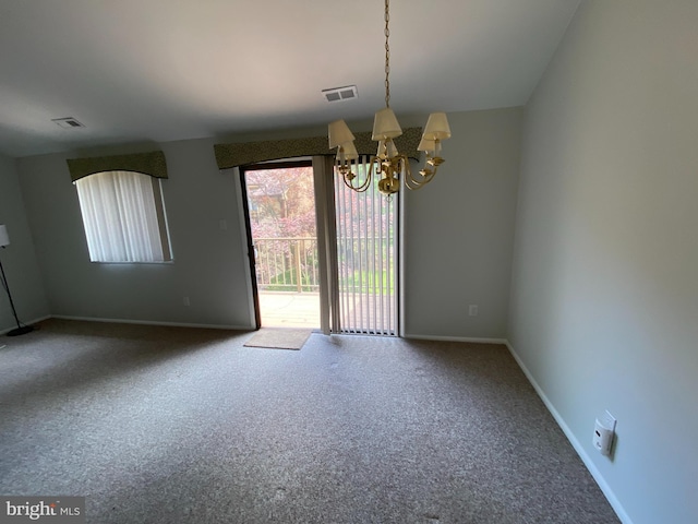402 Cypress Point Cir, Mount Laurel, NJ 08054 - empty room with a chandelier, baseboards, and carpet floors