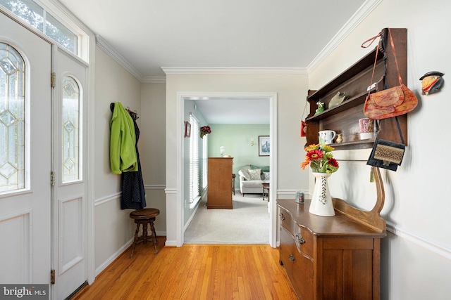 14 Baron Ct, Stafford, VA 22554 - entryway with light wood-style flooring, crown molding, and baseboards