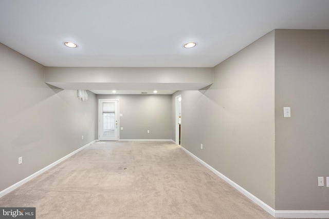 14 Baron Ct, Stafford, VA 22554 - below grade area featuring recessed lighting, light colored carpet, and baseboards