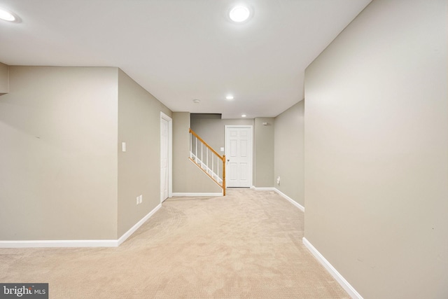 14 Baron Ct, Stafford, VA 22554 - finished below grade area with recessed lighting, light colored carpet, stairway, and baseboards