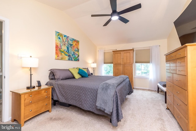 256 Rock Run Rd, Yardley, PA 19067 - bedroom featuring lofted ceiling, light colored carpet, and a ceiling fan