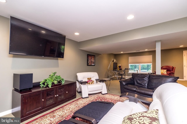 256 Rock Run Rd, Yardley, PA 19067 - living room with recessed lighting, carpet floors, and baseboards