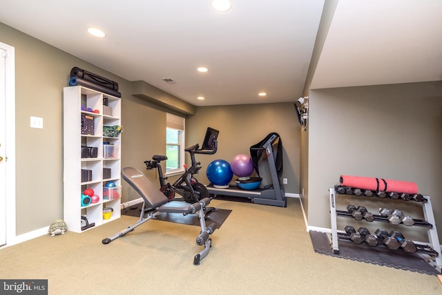 256 Rock Run Rd, Yardley, PA 19067 - workout area featuring carpet flooring, recessed lighting, and baseboards