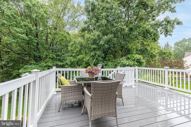 256 Rock Run Rd, Yardley, PA 19067 - wooden terrace with outdoor dining area