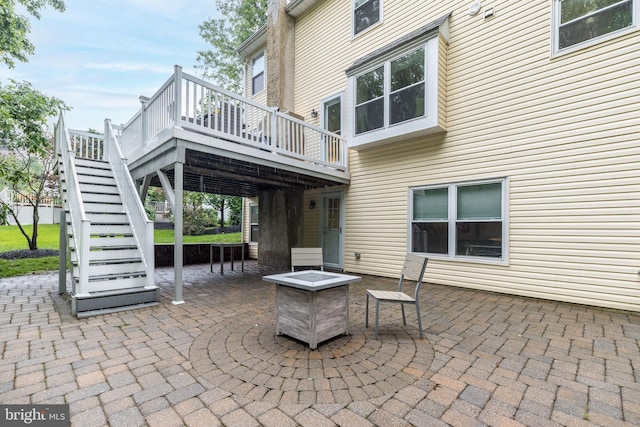 256 Rock Run Rd, Yardley, PA 19067 - view of patio featuring a wooden deck, an outdoor fire pit, and stairway