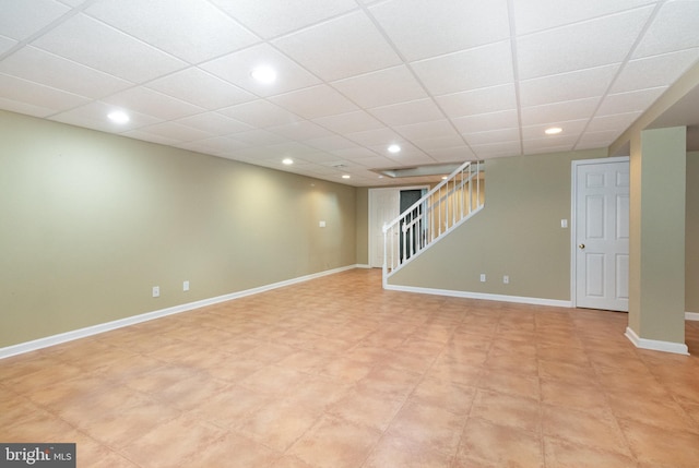 148 Lawn Rd, Palmyra, PA 17078 - empty room with stairs, recessed lighting, baseboards, and a drop ceiling