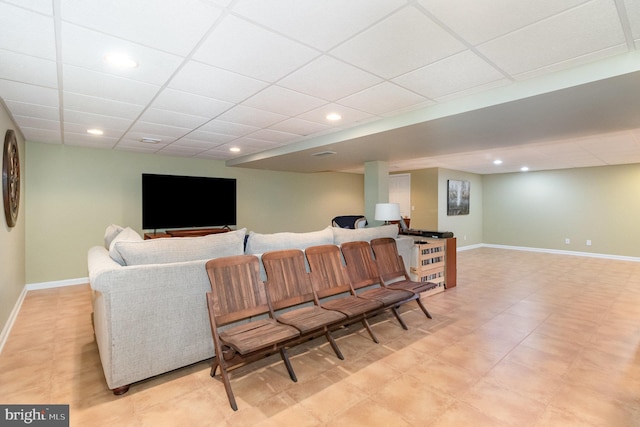 148 Lawn Rd, Palmyra, PA 17078 - living area with a paneled ceiling, baseboards, and recessed lighting