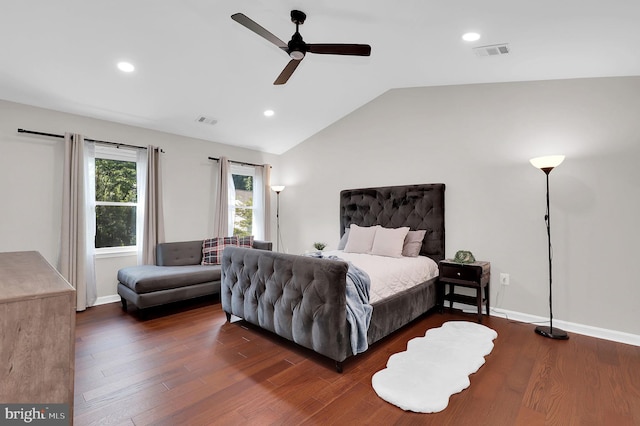 14901 Running Ridge Ln, Silver Spring, MD 20906 - bedroom with lofted ceiling, wood finished floors, recessed lighting, a ceiling fan, and baseboards
