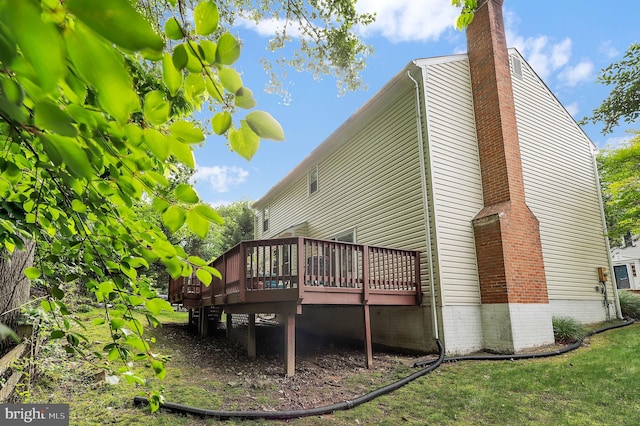 14901 Running Ridge Ln, Silver Spring, MD 20906 - rear view of property featuring a deck and a chimney