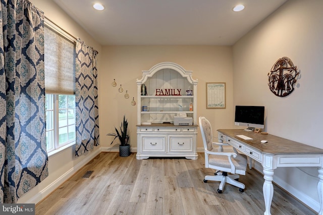 6224 Parkview Ct, Elkridge, MD 21075 - office area featuring light wood finished floors, recessed lighting, and baseboards