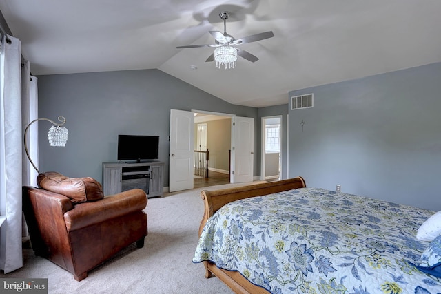 6224 Parkview Ct, Elkridge, MD 21075 - carpeted bedroom featuring lofted ceiling and ceiling fan