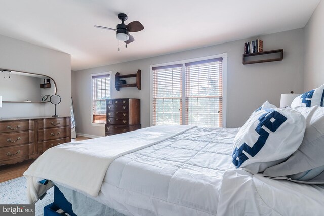 21008 Strawrick Ter, Ashburn, VA 20147 - bedroom featuring wood finished floors, ceiling fan, and baseboards