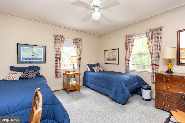 114 Bellemore Rd, Baltimore, MD 21210 - bedroom with baseboards, carpet floors, and ceiling fan