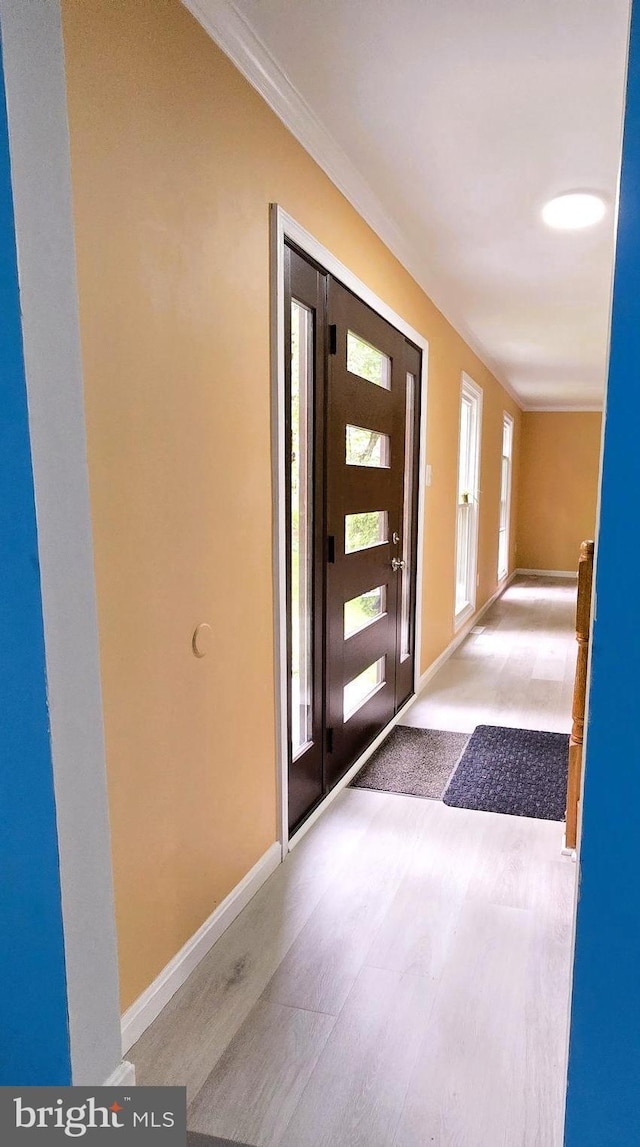 10920 Oakcrest Cir, New Market, MD 21774 - entryway with baseboards, wood finished floors, and ornamental molding