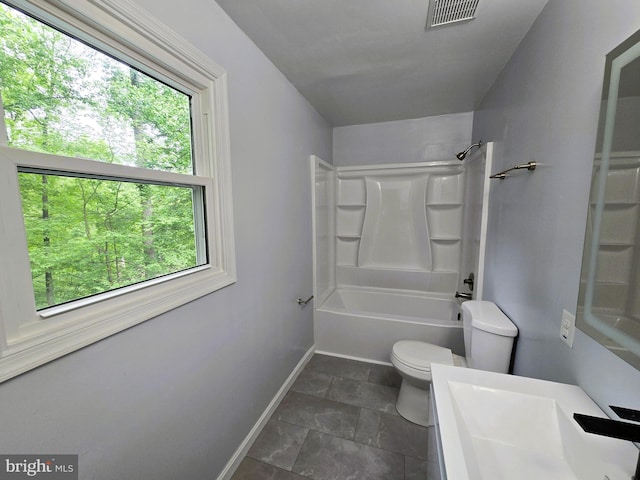 10920 Oakcrest Cir, New Market, MD 21774 - bathroom featuring toilet, baseboards, shower / washtub combination, and vanity