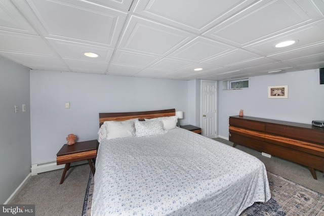 3195 Pelham Pl, Doylestown, PA 18902 - carpeted bedroom featuring baseboards, recessed lighting, and a baseboard heating unit