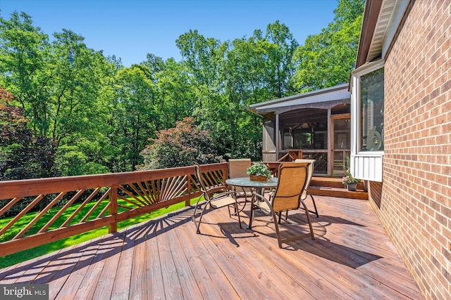 10060 Hampton Rd, Fairfax Station, VA 22039 - wooden terrace featuring a sunroom and outdoor dining area