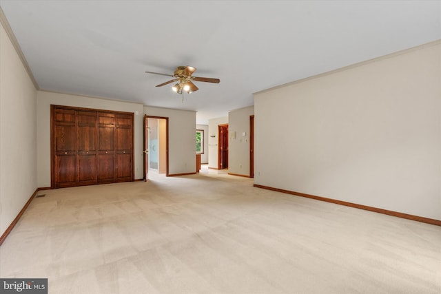 10060 Hampton Rd, Fairfax Station, VA 22039 - unfurnished bedroom with light carpet, a ceiling fan, and crown molding