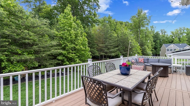 661 Claiborne Road, North East, MD 21901 - wooden deck with an outdoor living space, outdoor dining area, and a yard