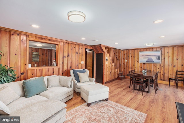 34 S Lake Dr, Lake Harmony, PA 18624 - living area featuring wood walls, light wood finished floors, and recessed lighting
