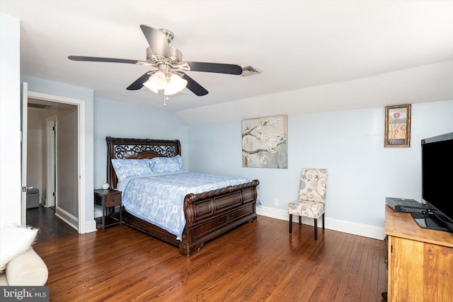 153 Sheridan Rd, Hamilton, NJ 08619 - bedroom featuring baseboards, wood finished floors, a ceiling fan, and lofted ceiling