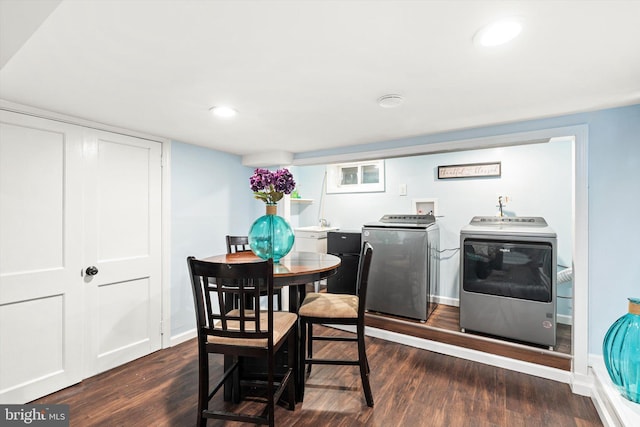 153 Sheridan Rd, Hamilton, NJ 08619 - dining room with independent washer and dryer, dark wood finished floors, recessed lighting, and baseboards