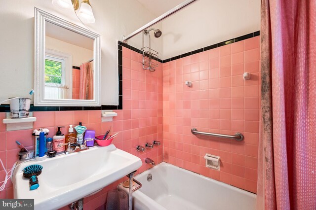 213 Rices Mill Rd, Wyncote, PA 19095 - full bathroom featuring shower / tub combo with curtain and tile walls