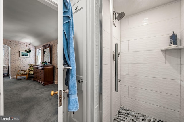 213 Rices Mill Rd, Wyncote, PA 19095 - full bath featuring a shower stall, wallpapered walls, and vanity