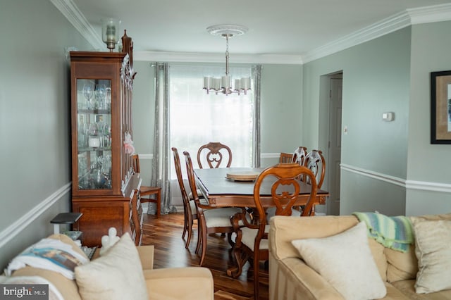 9348 Amaryllis Ave, Manassas, VA 20110 - dining room with a chandelier, crown molding, and wood finished floors