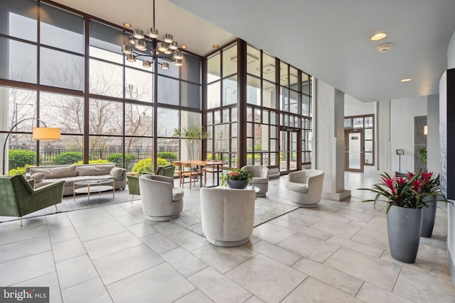 2429 Locust St Unit 504, Philadelphia, PA 19103 - lobby featuring expansive windows and a high ceiling