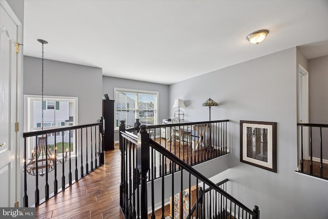 246 Honey Hollow Ln, Chalfont, PA 18914 - corridor with an upstairs landing, wood finished floors, and baseboards