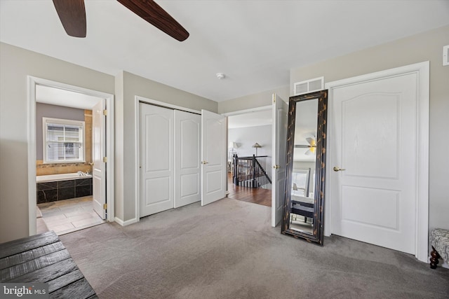 246 Honey Hollow Ln, Chalfont, PA 18914 - bedroom featuring carpet floors, a closet, ensuite bath, ceiling fan, and baseboards