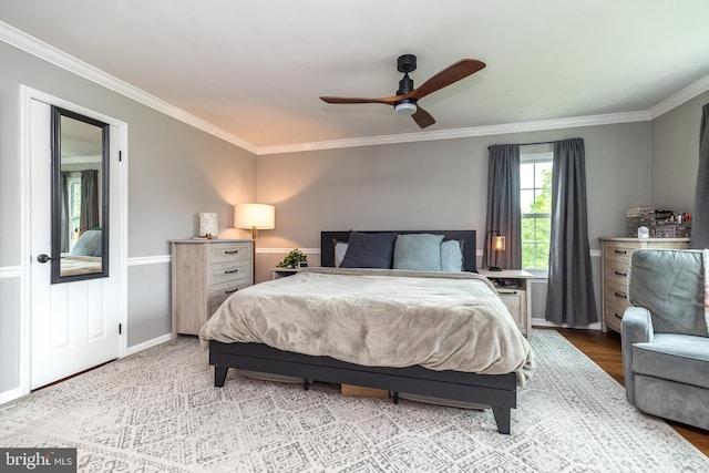 534 Country Club Dr, Lansdale, PA 19446 - bedroom with ornamental molding, wood finished floors, baseboards, and ceiling fan