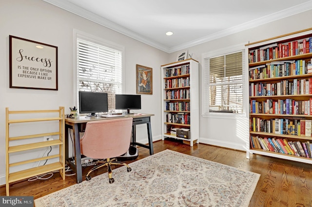 11214 Midvale Rd, Kensington, MD 20895 - office space with ornamental molding, baseboards, and wood finished floors