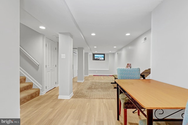 11214 Midvale Rd, Kensington, MD 20895 - office featuring light wood-type flooring, recessed lighting, and baseboards