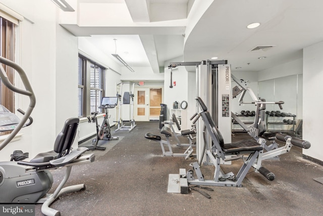 1500 Chestnut St Unit 20K, Philadelphia, PA 19102 - exercise room with baseboards and recessed lighting