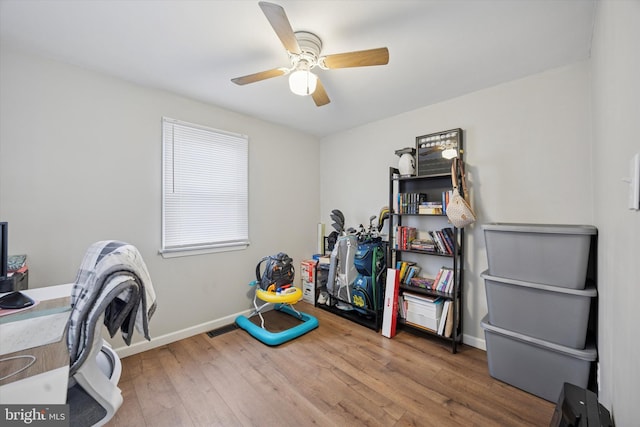 7 Neeld Ln, Aston, PA 19014 - office featuring hardwood / wood-style flooring, ceiling fan, and baseboards