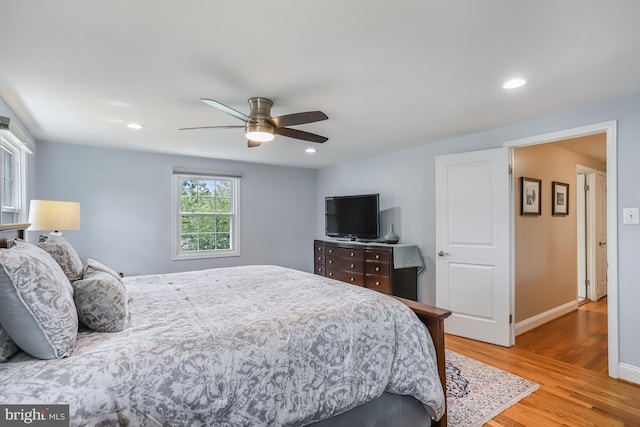 13704 Beret Pl, Silver Spring, MD 20906 - bedroom featuring wood finished floors, baseboards, recessed lighting, and a ceiling fan