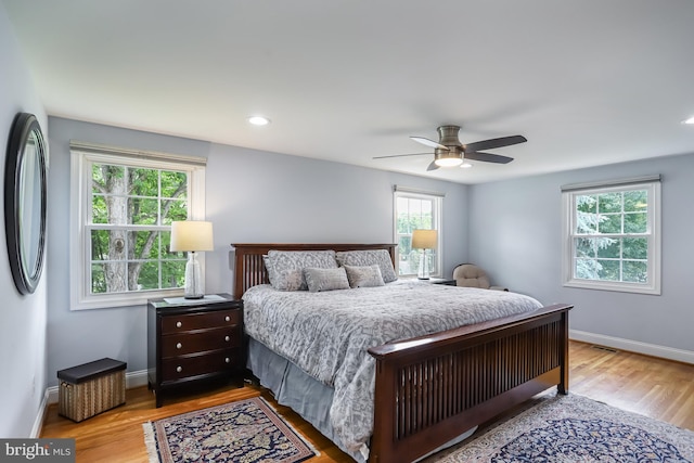 13704 Beret Pl, Silver Spring, MD 20906 - bedroom featuring wood finished floors, baseboards, a ceiling fan, and recessed lighting