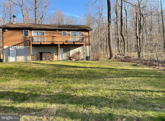60 Woodhaven Way, Linden, VA 22642 - rear view of property featuring a deck, a yard, and central AC