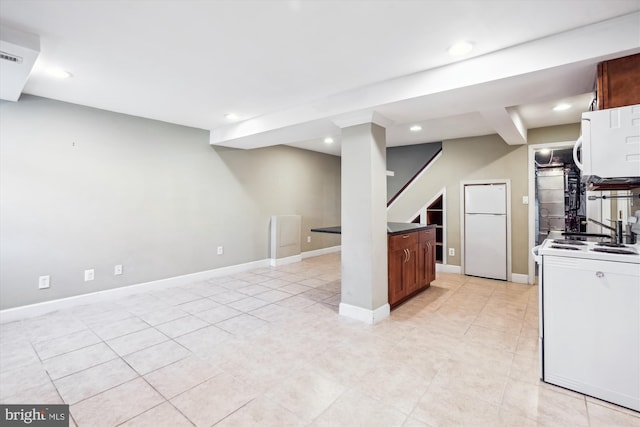 2445 Parallel Ln, Silver Spring, MD 20904 - kitchen with white appliances, baseboards, recessed lighting, and light tile patterned floors